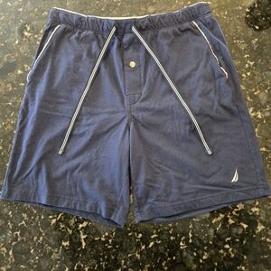 Nautica Navy Athletic Drawstring Shorts with White Trim
